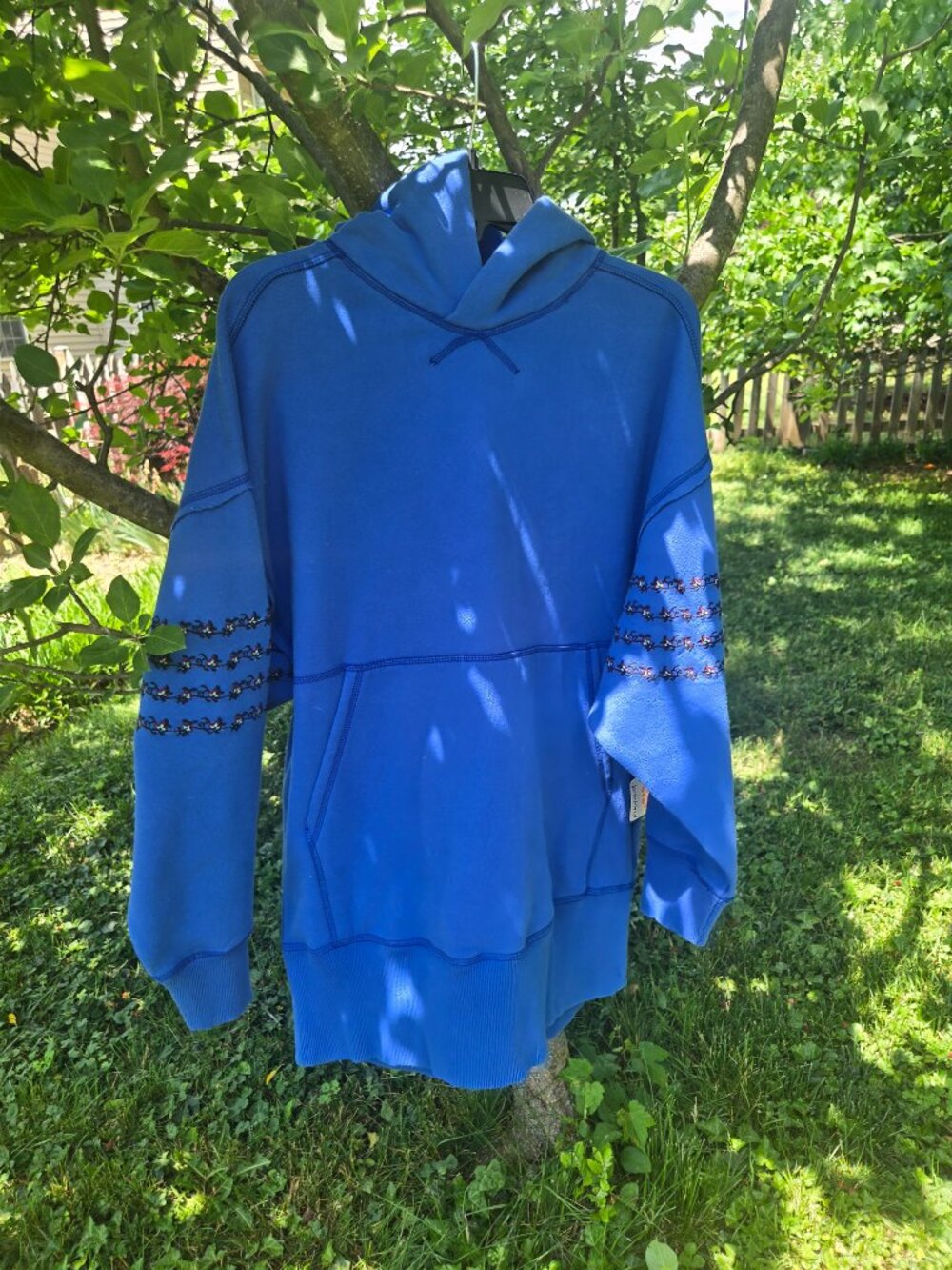 NWT FP Movement At My Best Embroidered Sweat Hoodie In Steller Blue SOLD OUT COL - Picture 6 of 13